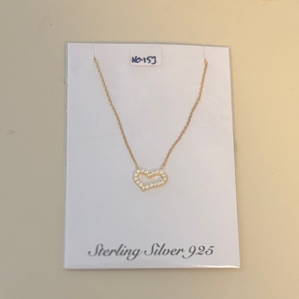 Gold Heart Necklace Autentic Sterling Silver 925